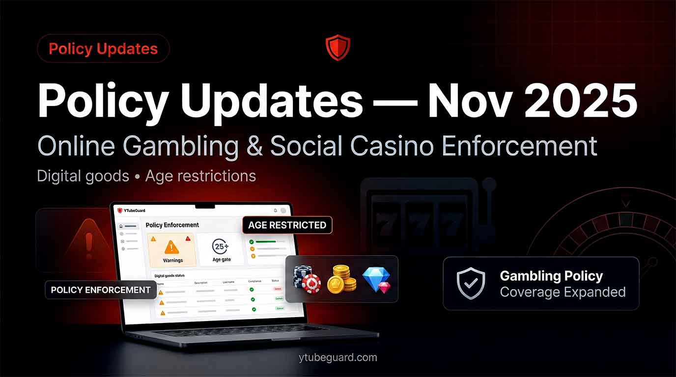 YouTube November 2025 Policy Updates: Online Gambling and Graphic Gaming Content Enforcement