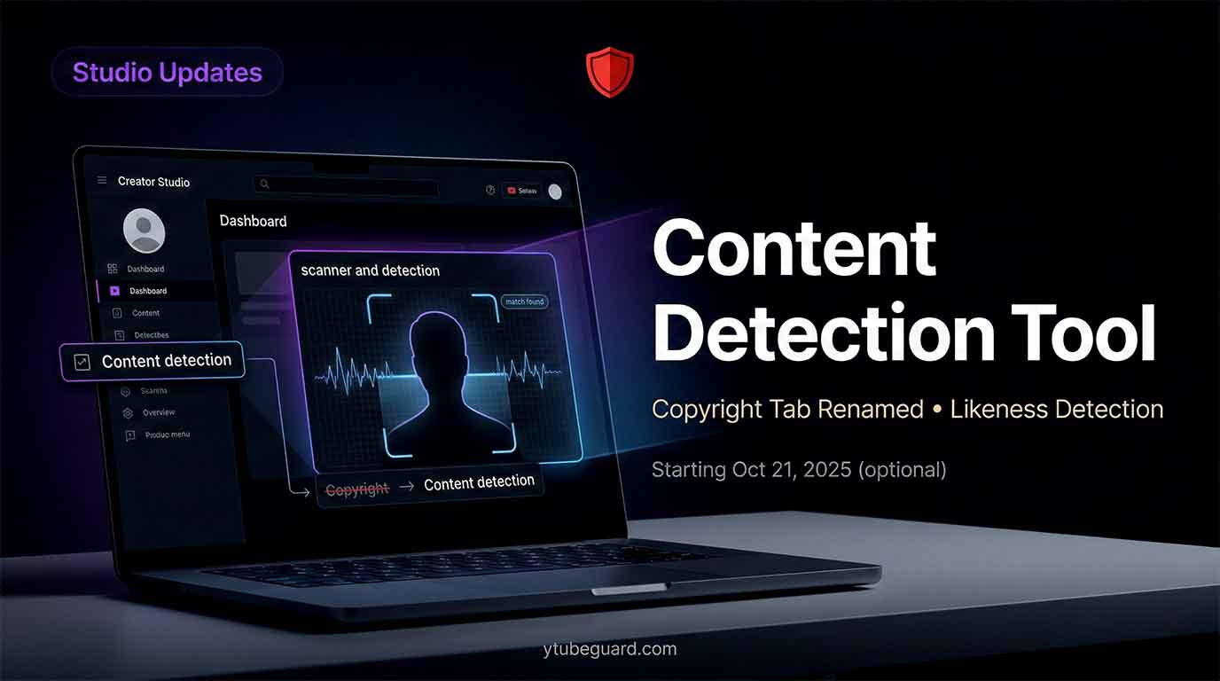 YouTube Studio Copyright Tab Renamed to Content Detection: New Likeness Detection Tool